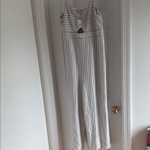 LOFT Striped Sleeves Jumpsuit